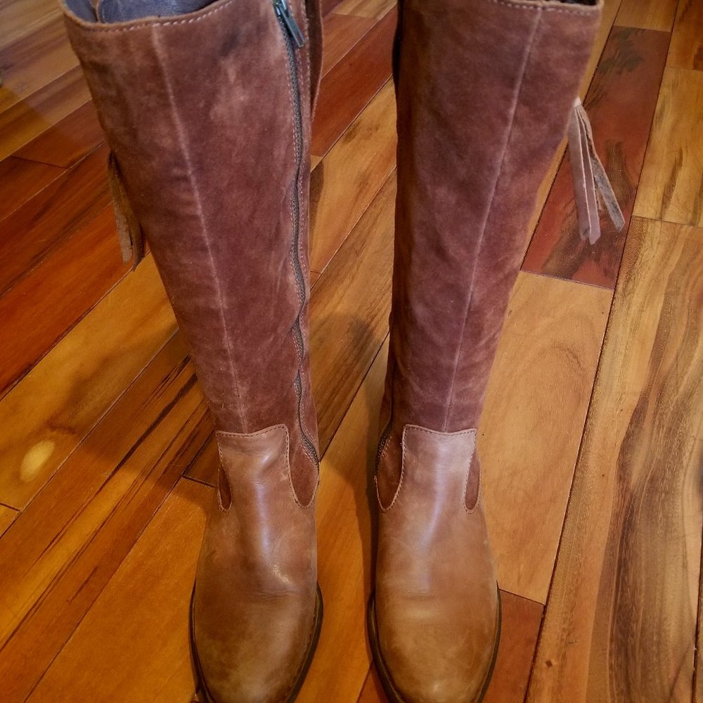 Tall Cognac Suede/Leather Boots size 6